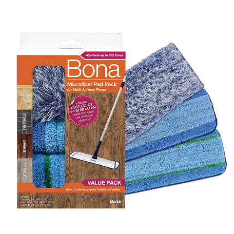 Bona Microfibre Floor Mop Pad - 3 Pack