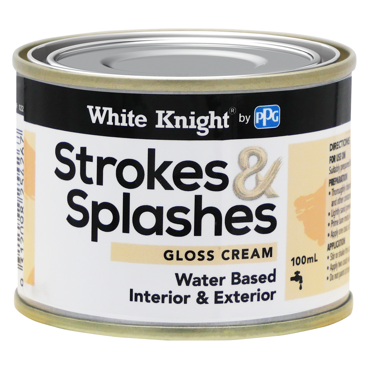 White Knight Cream Strokes and Splashes Paint 100ml Water Based Gloss - SuperSaverAU - view 1