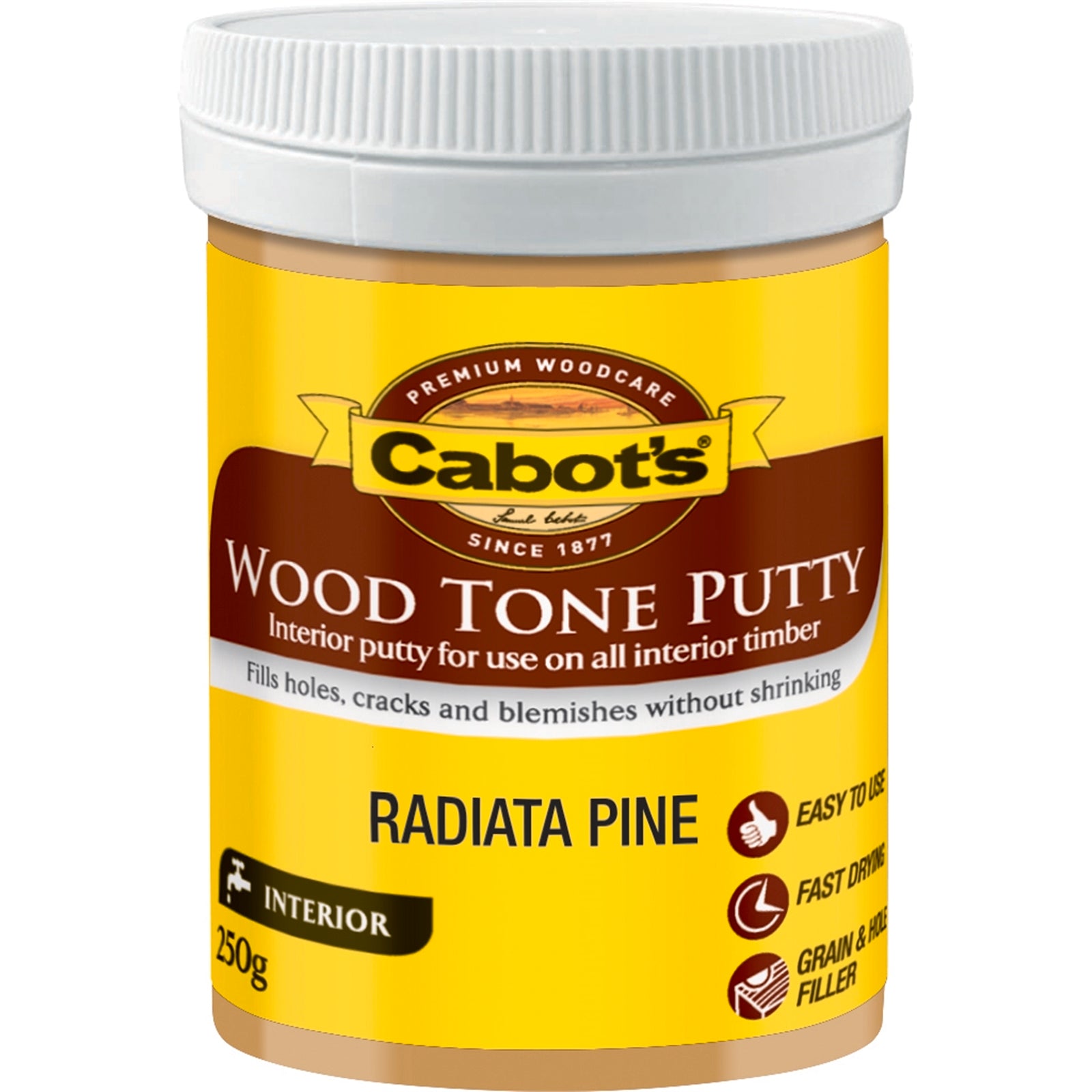 Cabot's Wood Tone Putty 250g Radiata Pine Water Based Interior Wood Filler