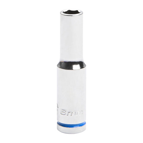 Kincrome 6mm 1/4" Square Drive Deep Socket, 6-Point Chrome Vanadium, Rust Resistant