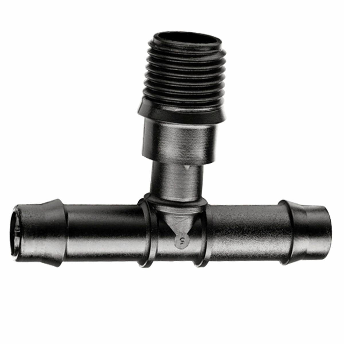Pope 13mm Barbed x 15mm BSP Male Threaded Tee 3 Pack - Black Irrigation Fitting