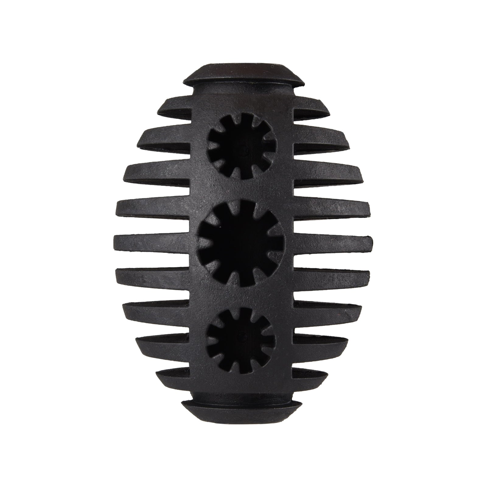 Gladiator 10cm Black Rubber Rugby Dog Toy - Treat-Fillable Chew & Fetch Ball