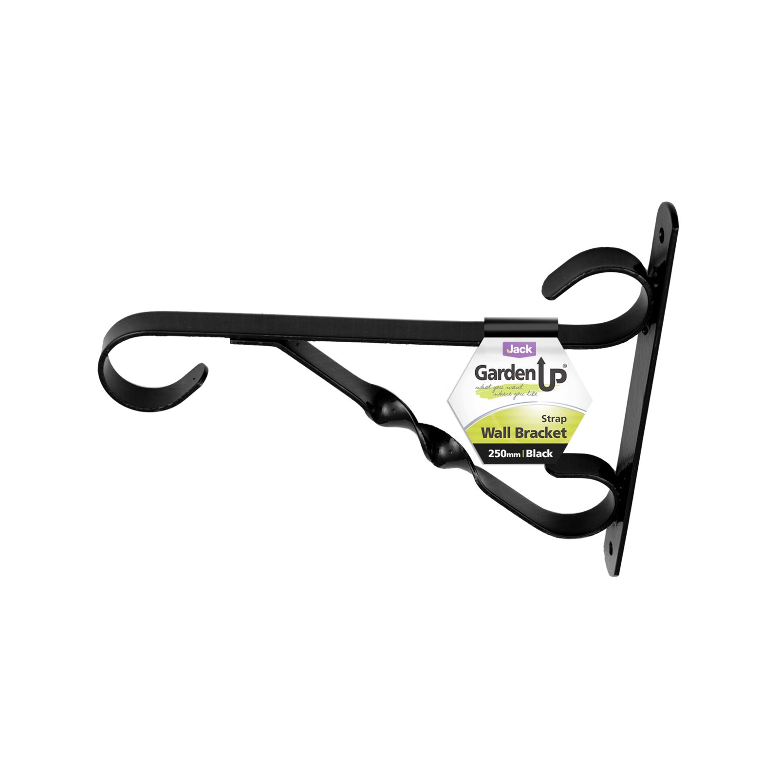 Jack 250mm Black Steel Strap Wall Bracket, Outdoor