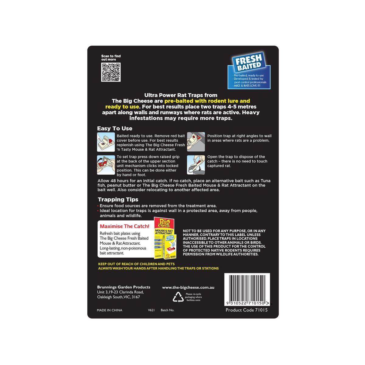 The Big Cheese Ultra Power Rat Trap 2 Pack, Reusable, Indoor & Outdoor