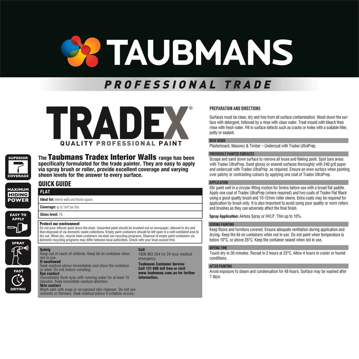 Taubmans Tradex Interior Wall Paint - 4L - Water Based - Washable - SuperSaverAU - view 4