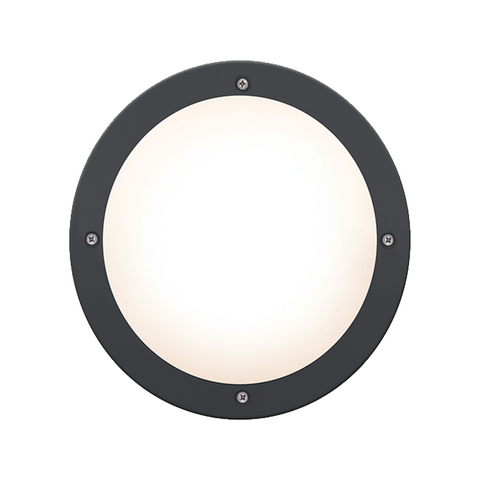 HPM Oroya LED Round Bunker Light 300mm Black 16W Weather Resistant Outdoor