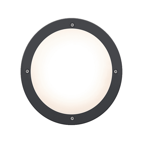 HPM Oroya LED Round Bunker Light 300mm Black 16W Weather Resistant Outdoor
