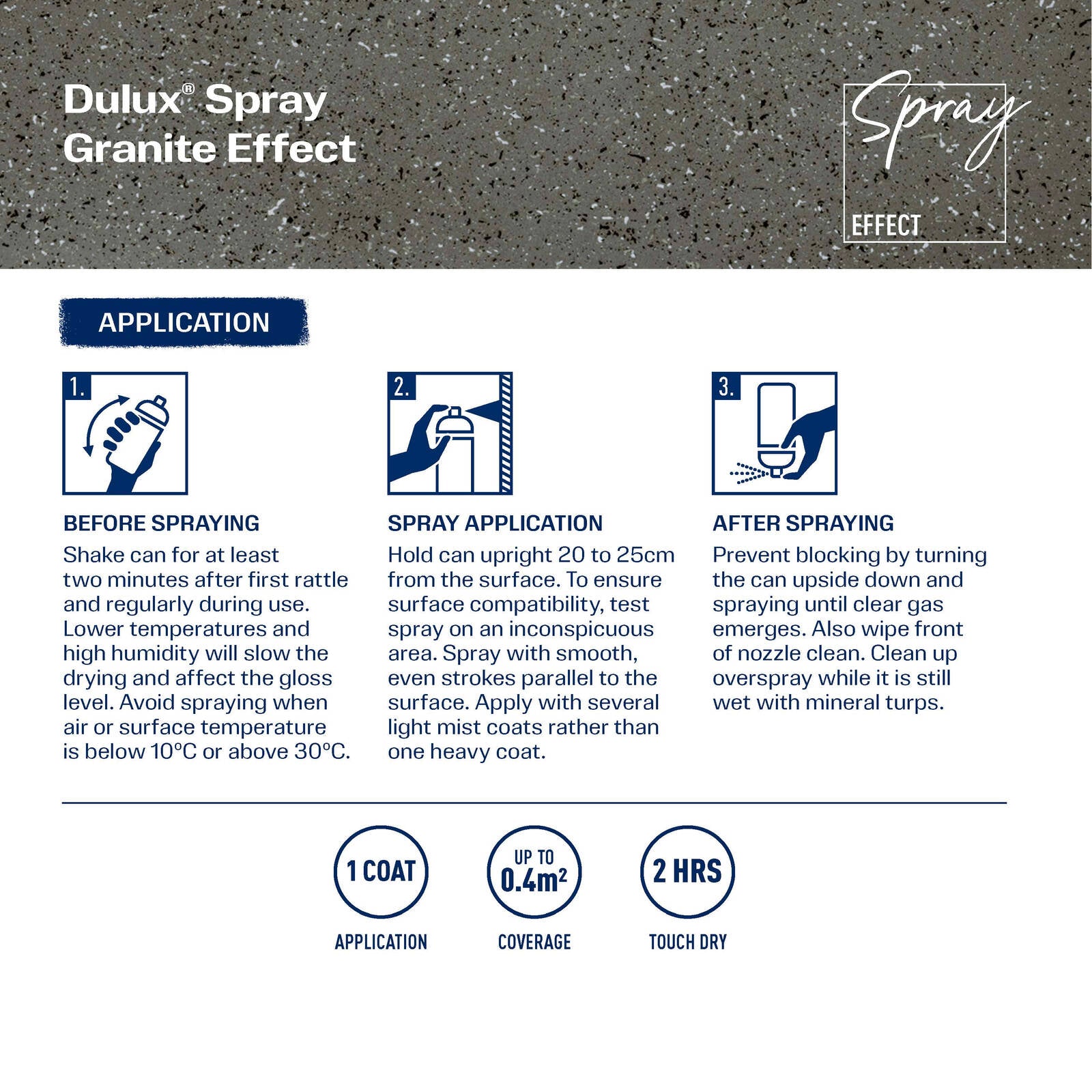 Dulux 300g Grey Granite Effects Spray Paint