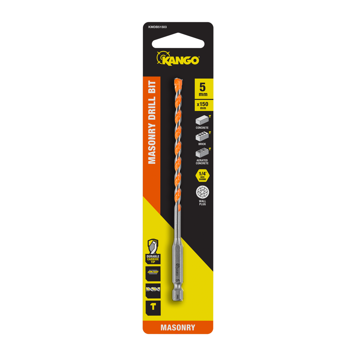Kango 5 x 150mm Masonry Drill Bit - Durable Carbide Tip - Precision Start - SuperSaverAU - view 1