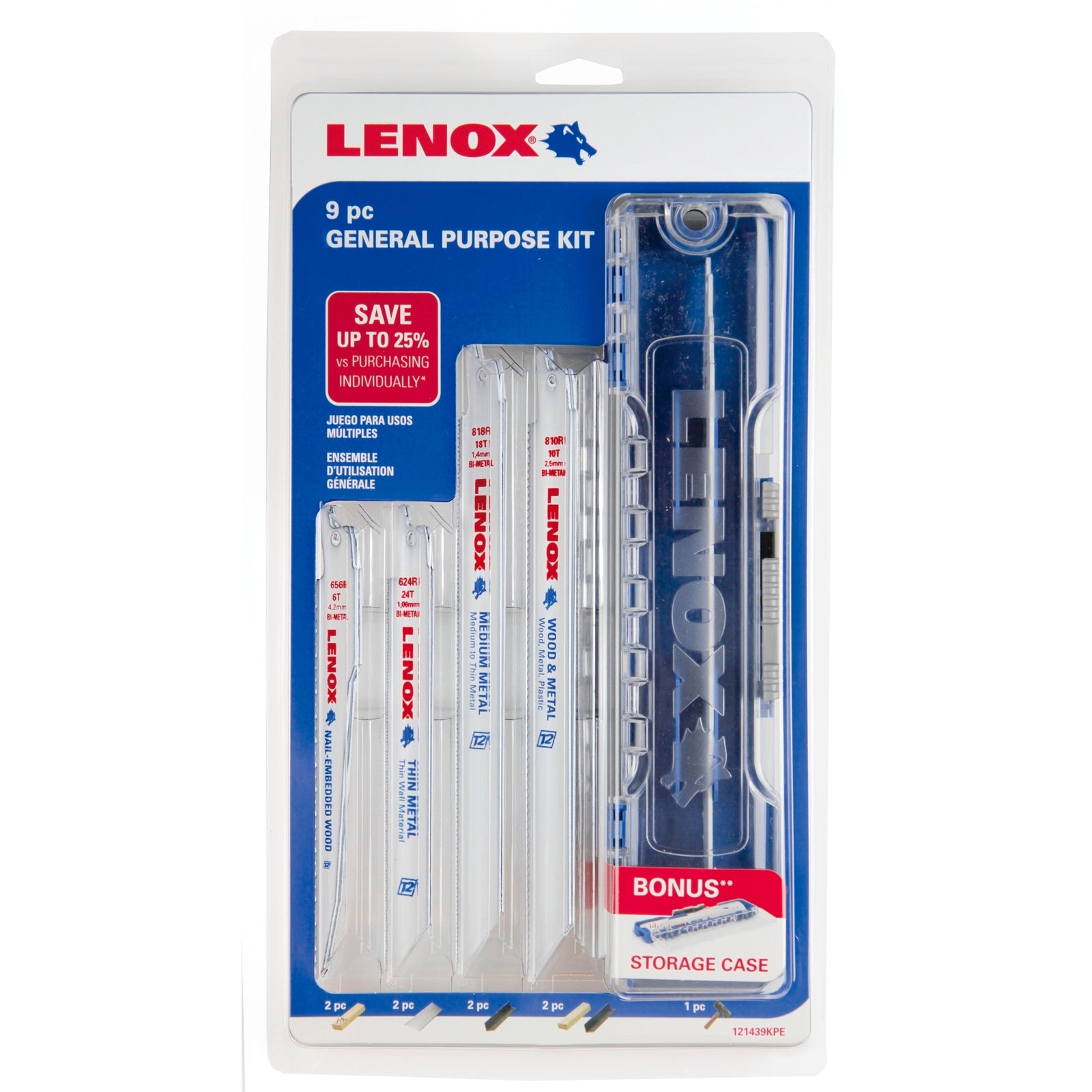 Lenox General Purpose Reciprocating Saw Blade 9 Piece Kit Bi-Metal for Metal & Wood