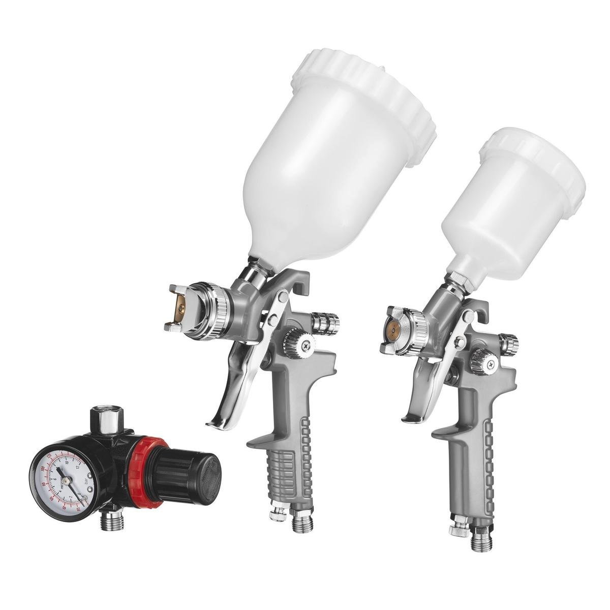 Ozito 3 Piece Gravity Feed Air Spray Gun Kit ASG-GFK, Metal, with Touch-Up Gun and Regulator