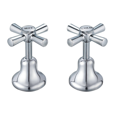 Shaw & Mason Chrome 1/2 Turn Easy Clean Basin Top Assembly - Brass, Pair