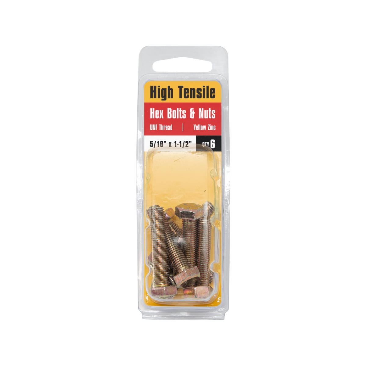 Pinnacle Hi Tensile Hex Bolt & Nut - 5/16 x 1 1/2" - Yellow Zinc - 6 Pack - SuperSaverAU - view 2