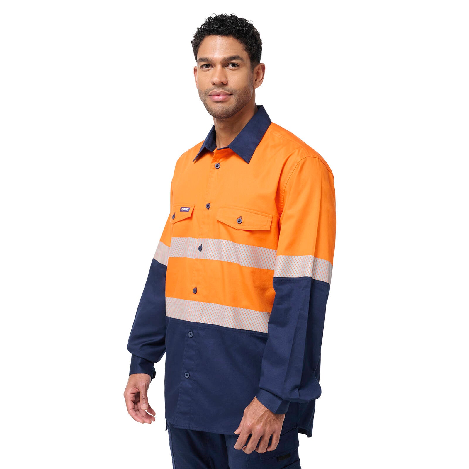Citeco Hi Vis Taped Long Sleeve Shirt Orange/Navy Size 2XL - 100% Cotton