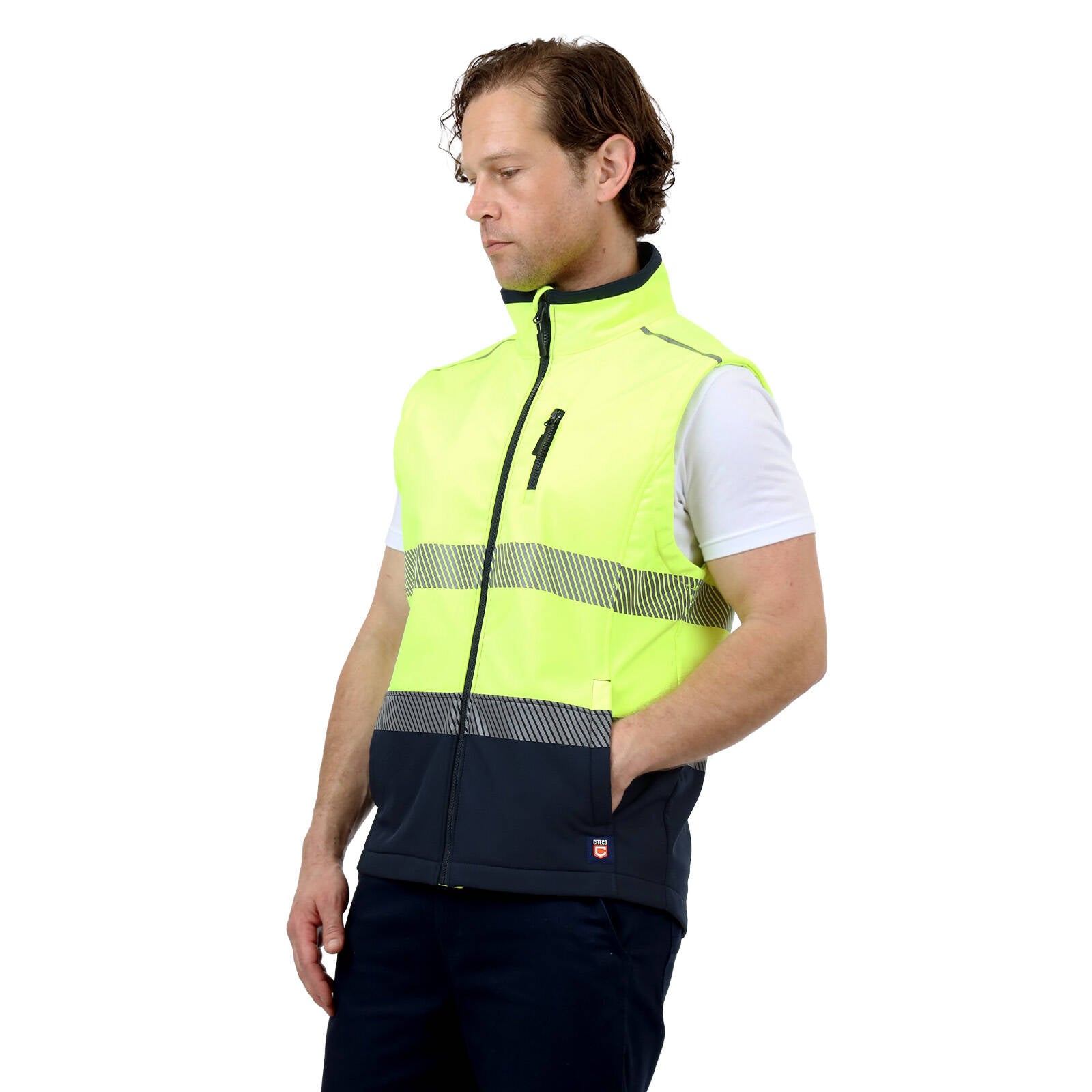 Citeco Large Yellow Hi-Vis Soft Shell Vest, Reflective, Polyester/Elastane