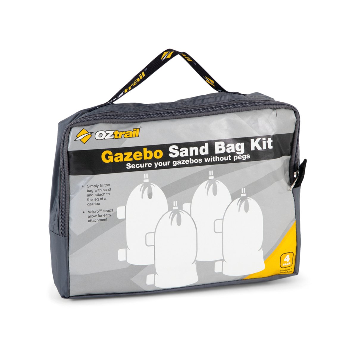 OZtrail Sand Bag Gazebo Weights Kit 4 Pack Velcro Strap Polyester