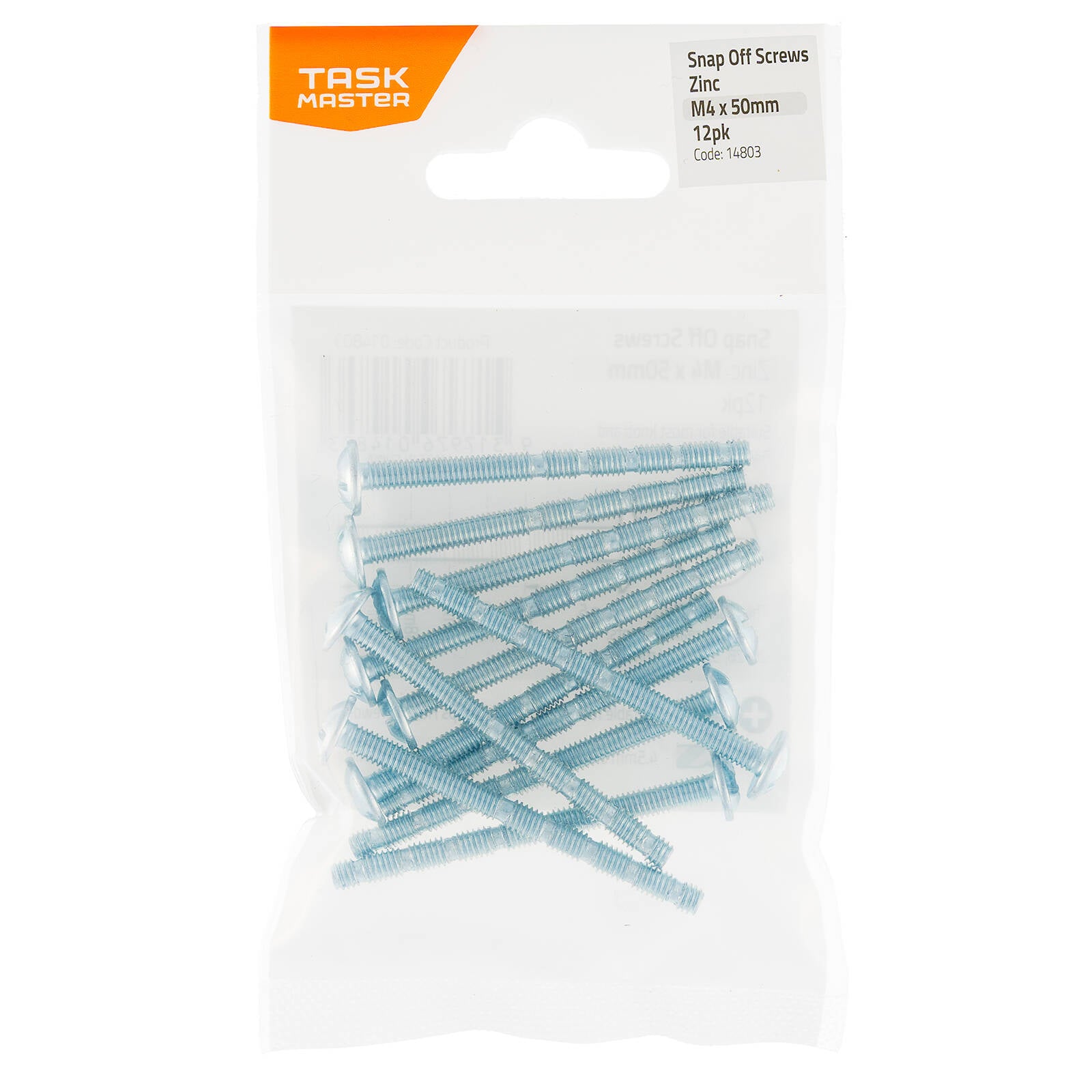 Taskmaster M4 x 50mm Zinc Snap Off Screw 12 Pack