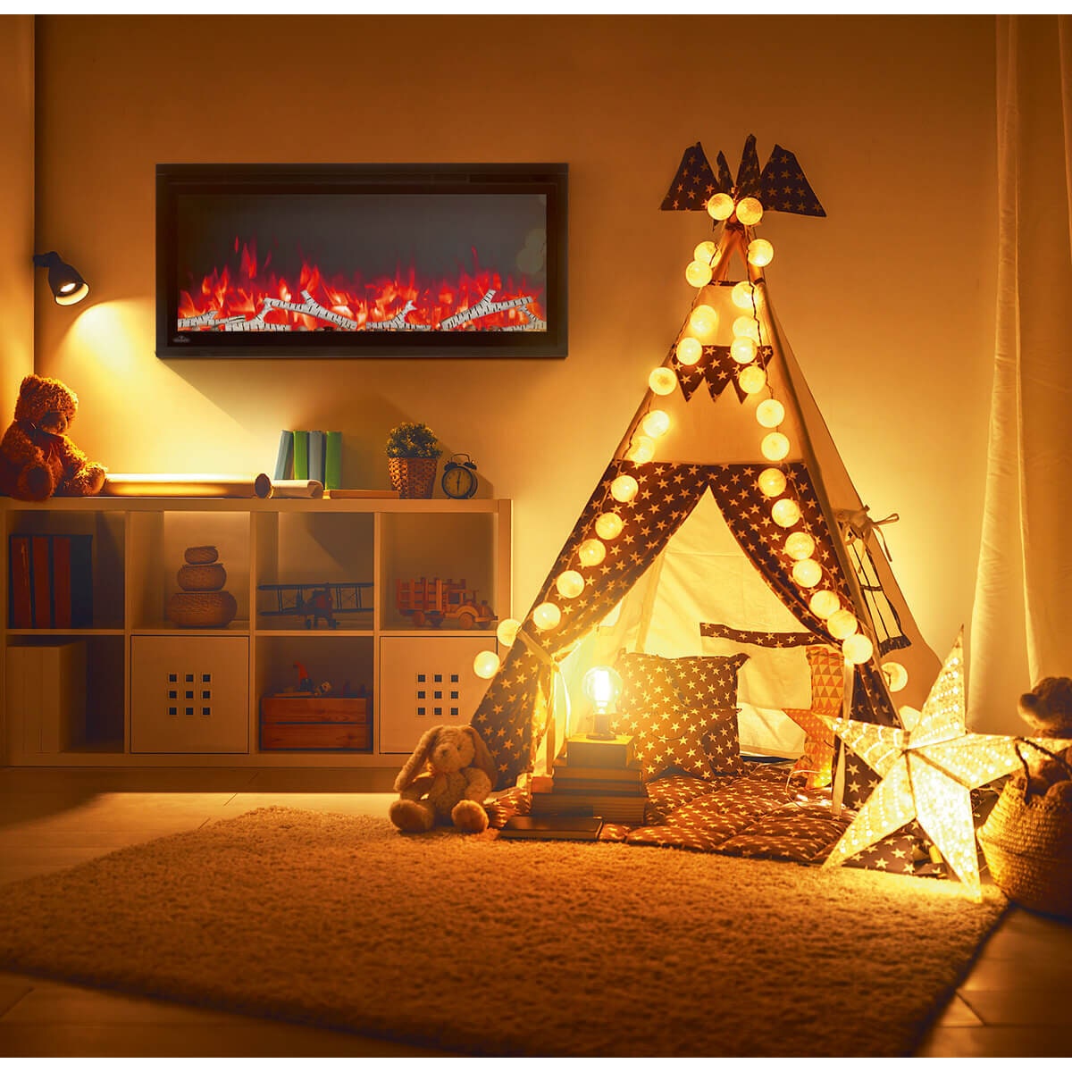 Napoleon Entice 36 Wall Hanging Electric Fireplace - Custom Flame Colours, Black - NEFL36CFH-1-AU