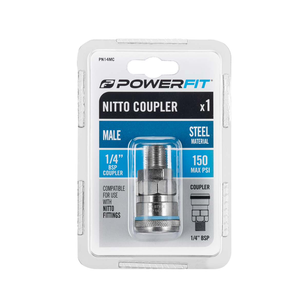 Powerfit Nitto Style 1/4" Male Coupler