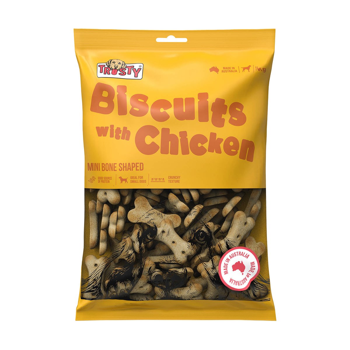 Trusty 1kg Small Baked Biscuits with Chicken - Crunchy Dog Treats - SuperSaverAU - view 1