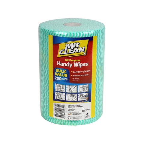 Mr Clean Handy Wipe - 200 Pack - Non-woven - Hygienic Absorbent - SuperSaverAU - view 1