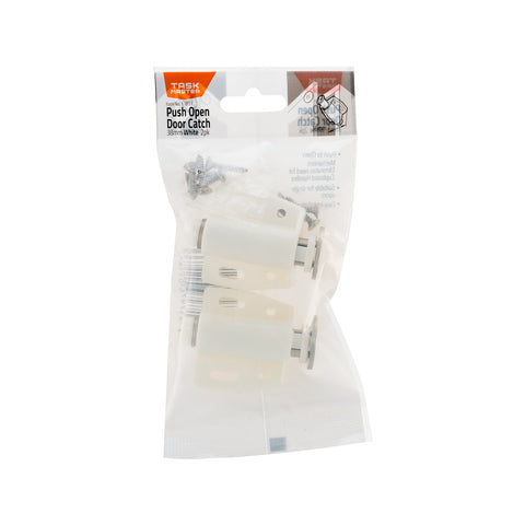 Taskmaster 38mm White Push To Open Magnetic Catch Plastic 2 Pack