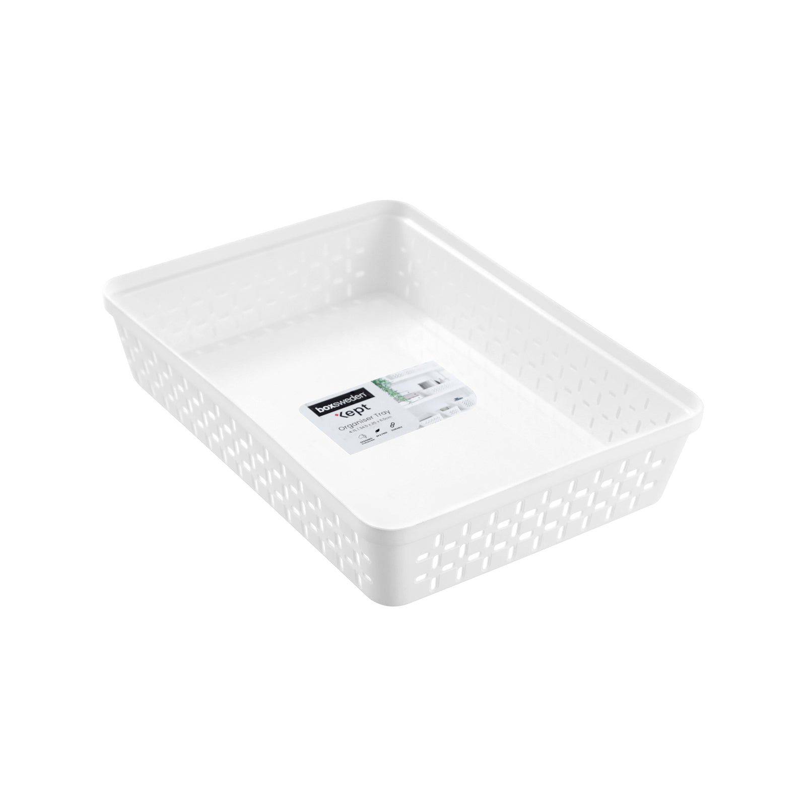 Boxsweden Kept 34.5 x 25 x 6.5cm 4.7L Large White Organiser Tray