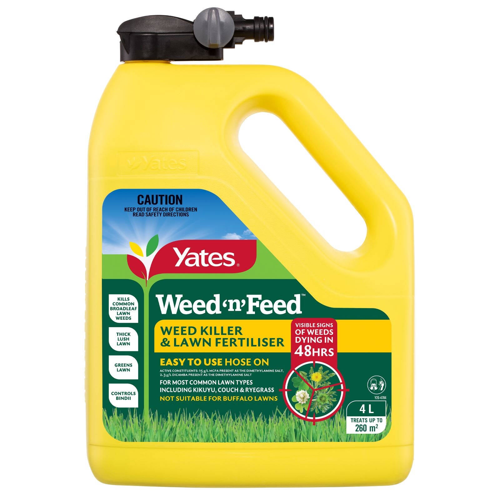 Yates 4L Weed 'n' Feed Hose On Lawn Killer Ready To Use