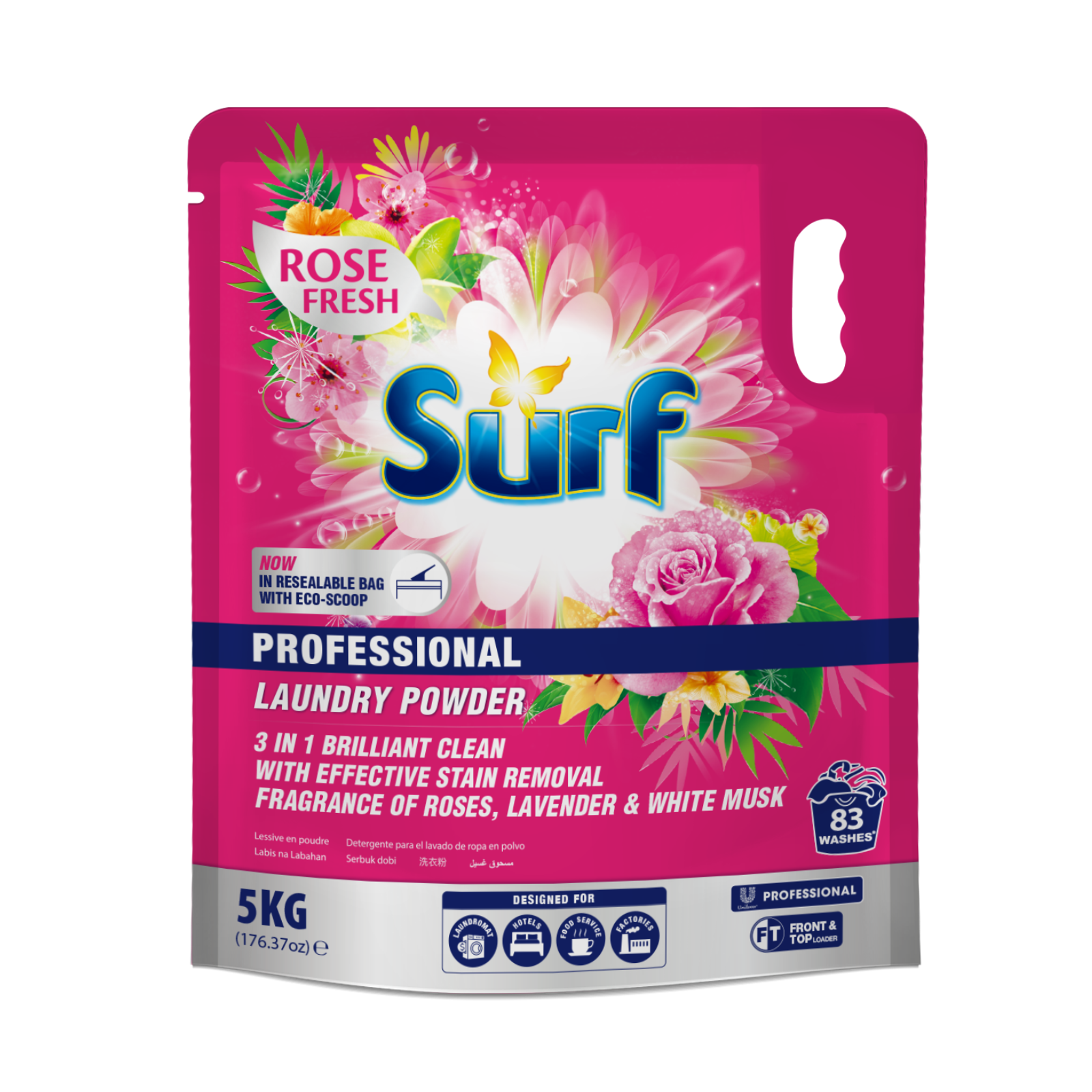 Surf 5kg Rose Fresh Professional Laundry Powder Pouch - 83 Washes