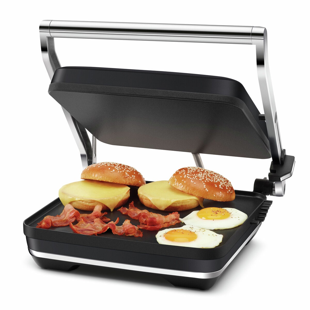 Breville Toast and Melt Four Slice Sandwich Press - Black Truffle, Floating Hinge, 2200W - LSG5450BTR