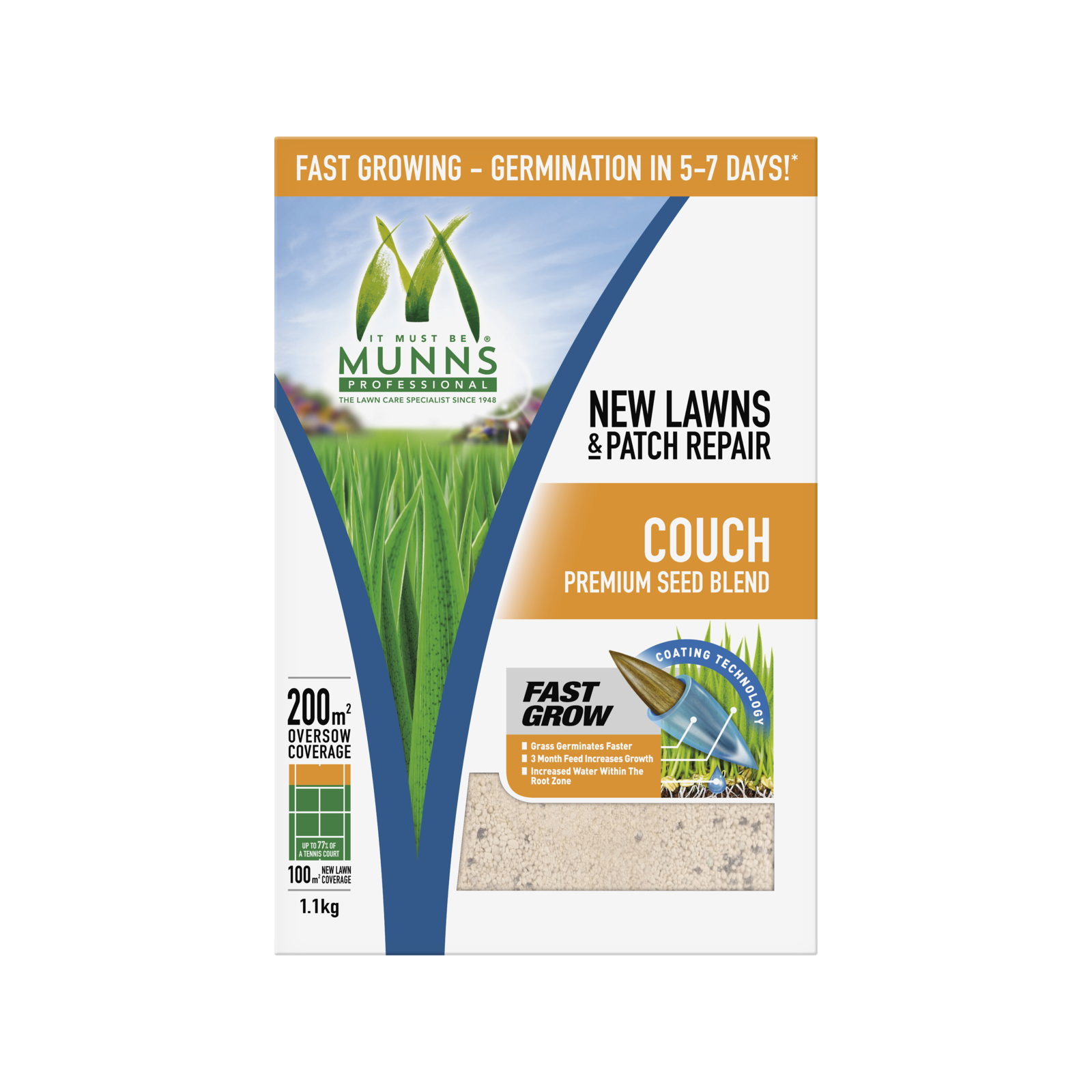 Munns Professional 1.1kg Couch Lawn Seed Blend Drought Tolerant