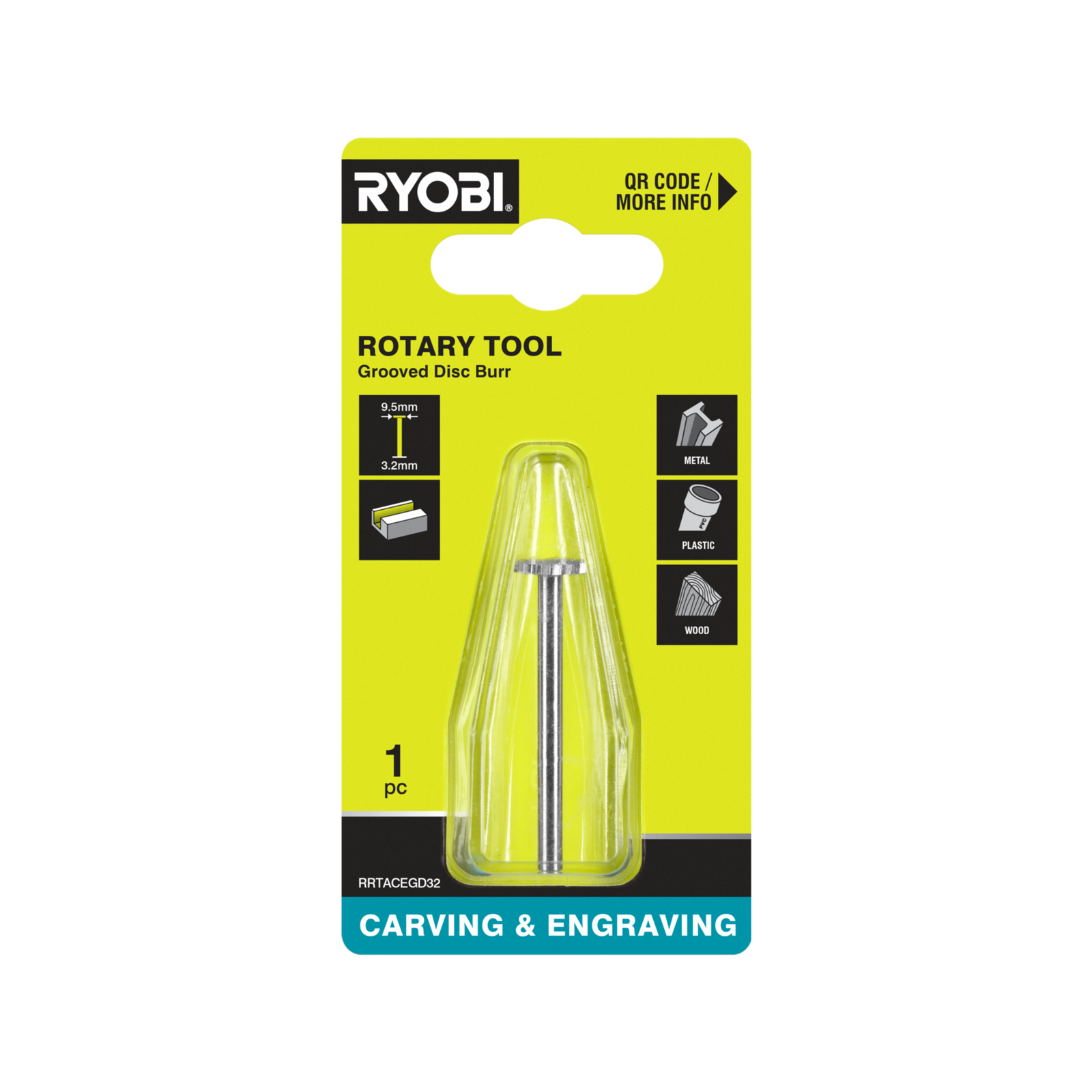Ryobi 9.5mm Grooved Disc Engraving Burr