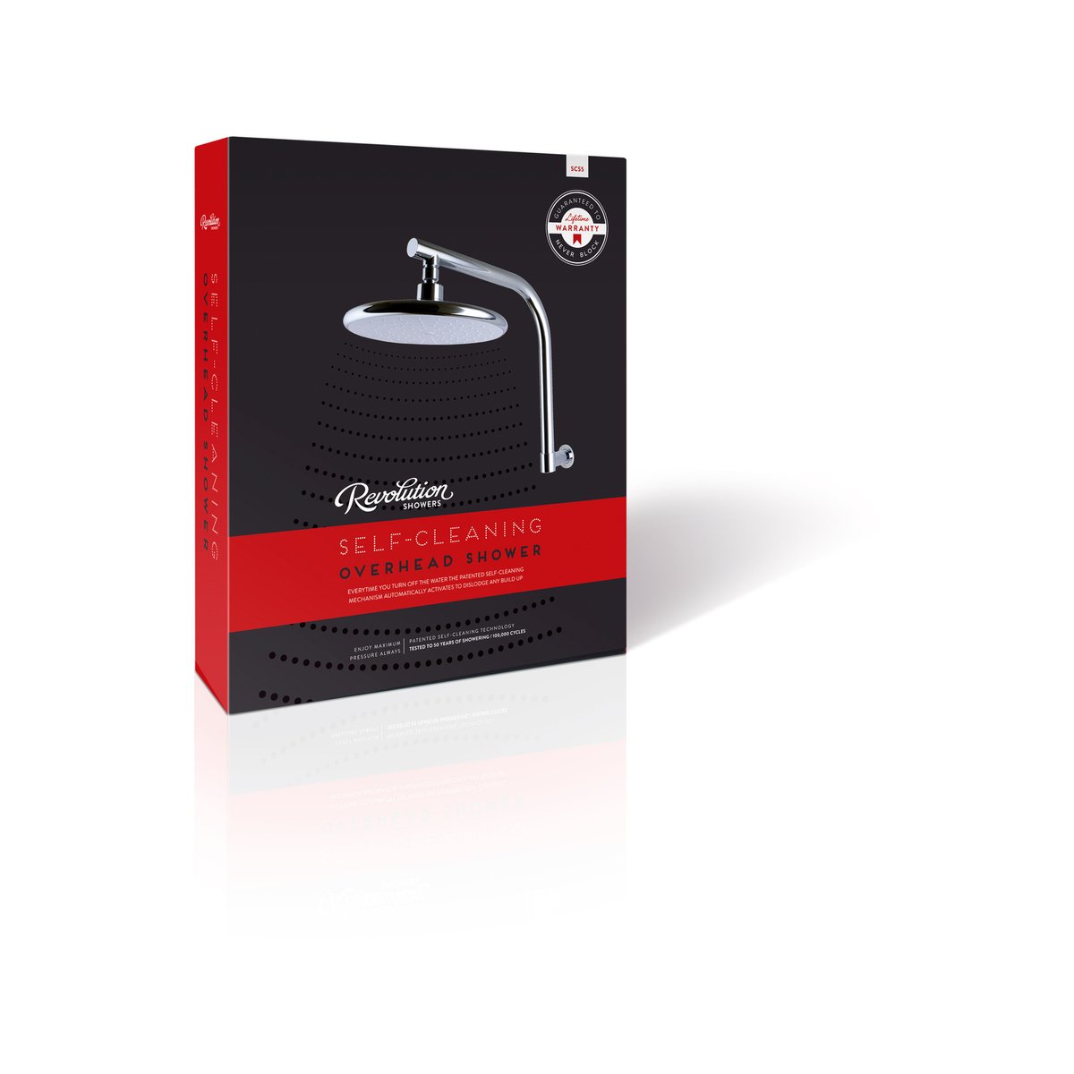Revolution Chrome Self Cleaning Round Rain Shower & Arm 8L/min WELS 3 Star