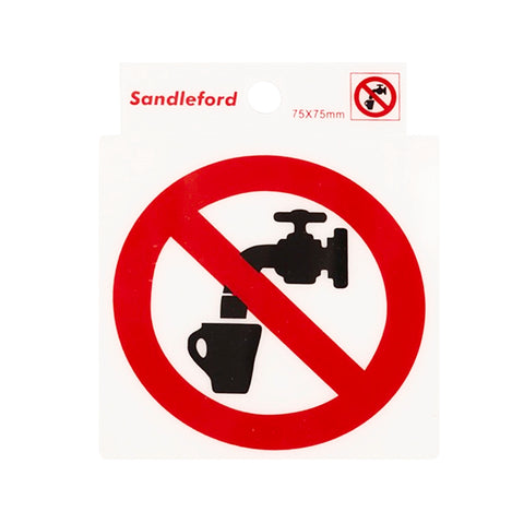 Sandleford 75 x 75mm Not Drinking Water Symbol Self Adhesive Sign, White/Red Weather Resistant Polycarbonate