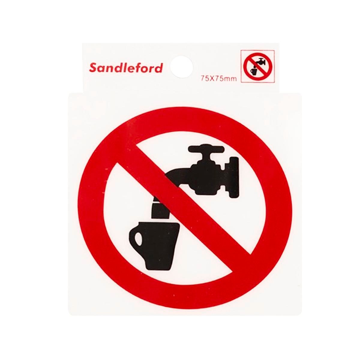 Sandleford Not Drinking Water Symbol Sign 75mm PC Self Adhesive - SuperSaverAU - view 1