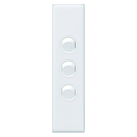 HPM VIVO Architrave Switch, 3 Gang White 10A 240V Indoor