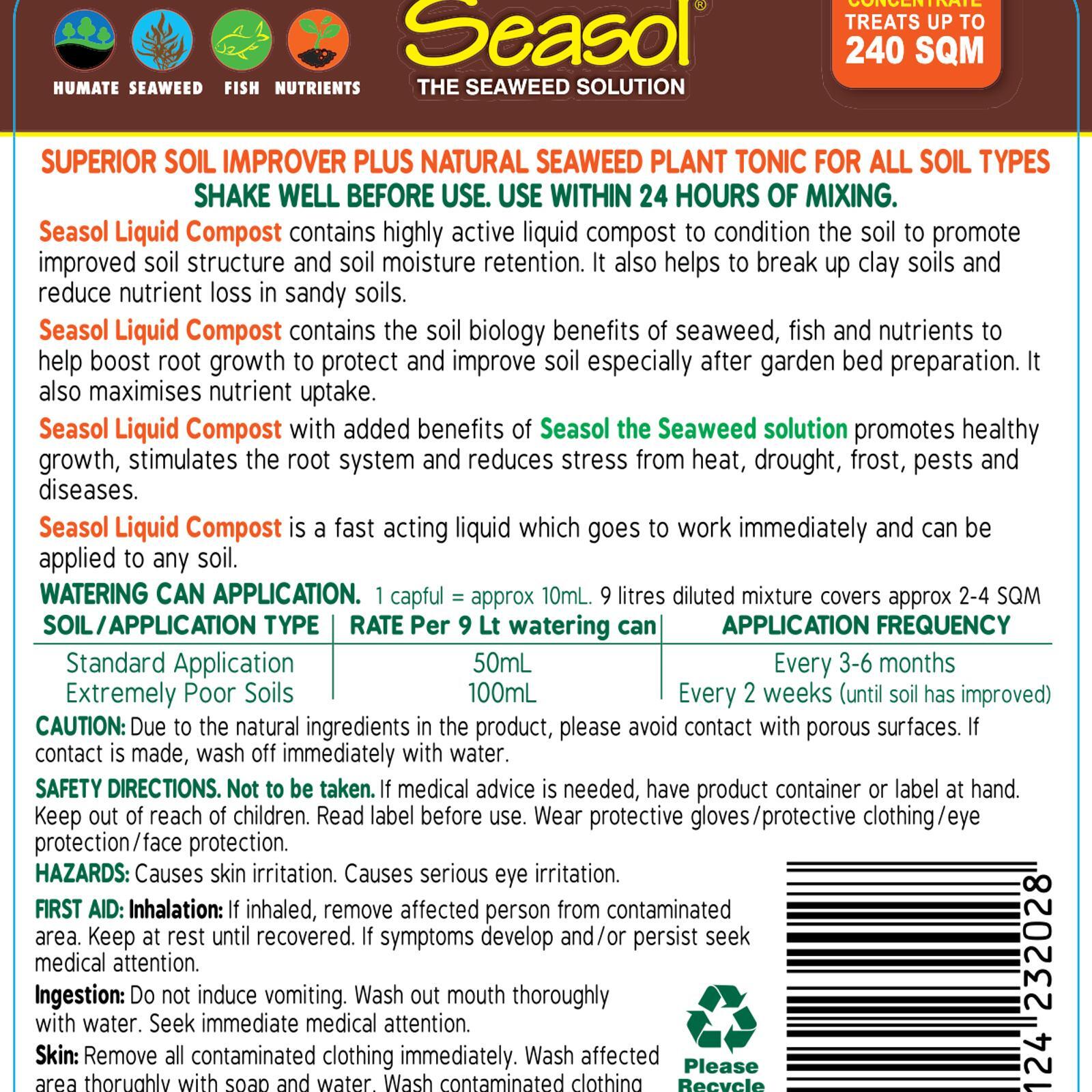 Seasol 1.2L Brown Liquid Compost Concentrate Safe for Vegetables