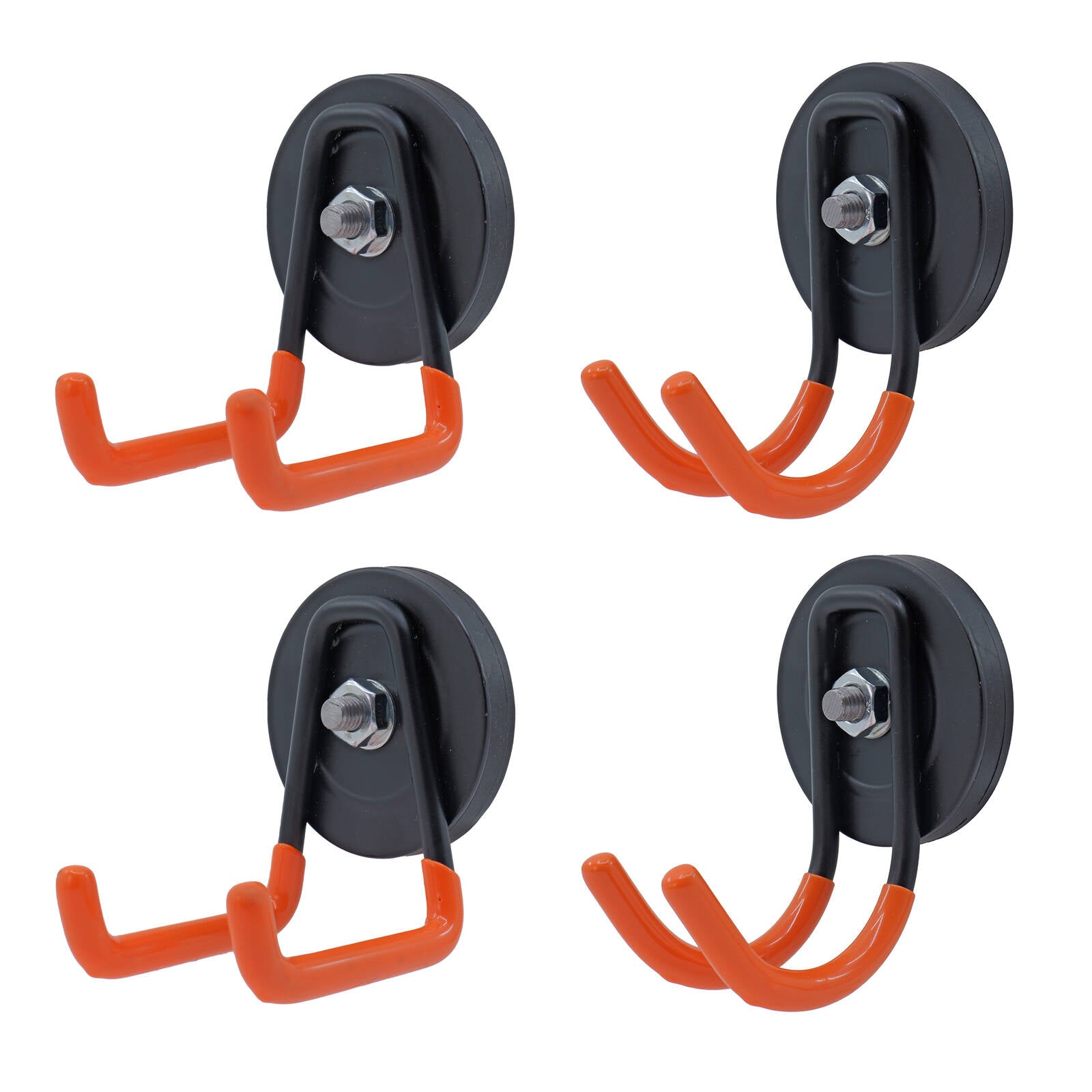 Everhang Magnetic Utility Hook Kit, 4 Pack, 10kg Pull Force, Orange/Black PVC