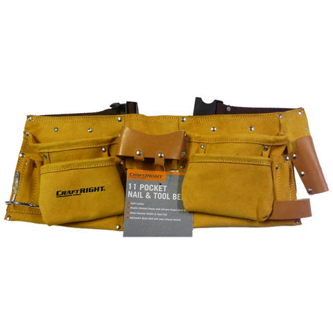 Craftright 11 Pocket Leather Nail and Tool Belt - Leather - Durable - SuperSaverAU - view 1