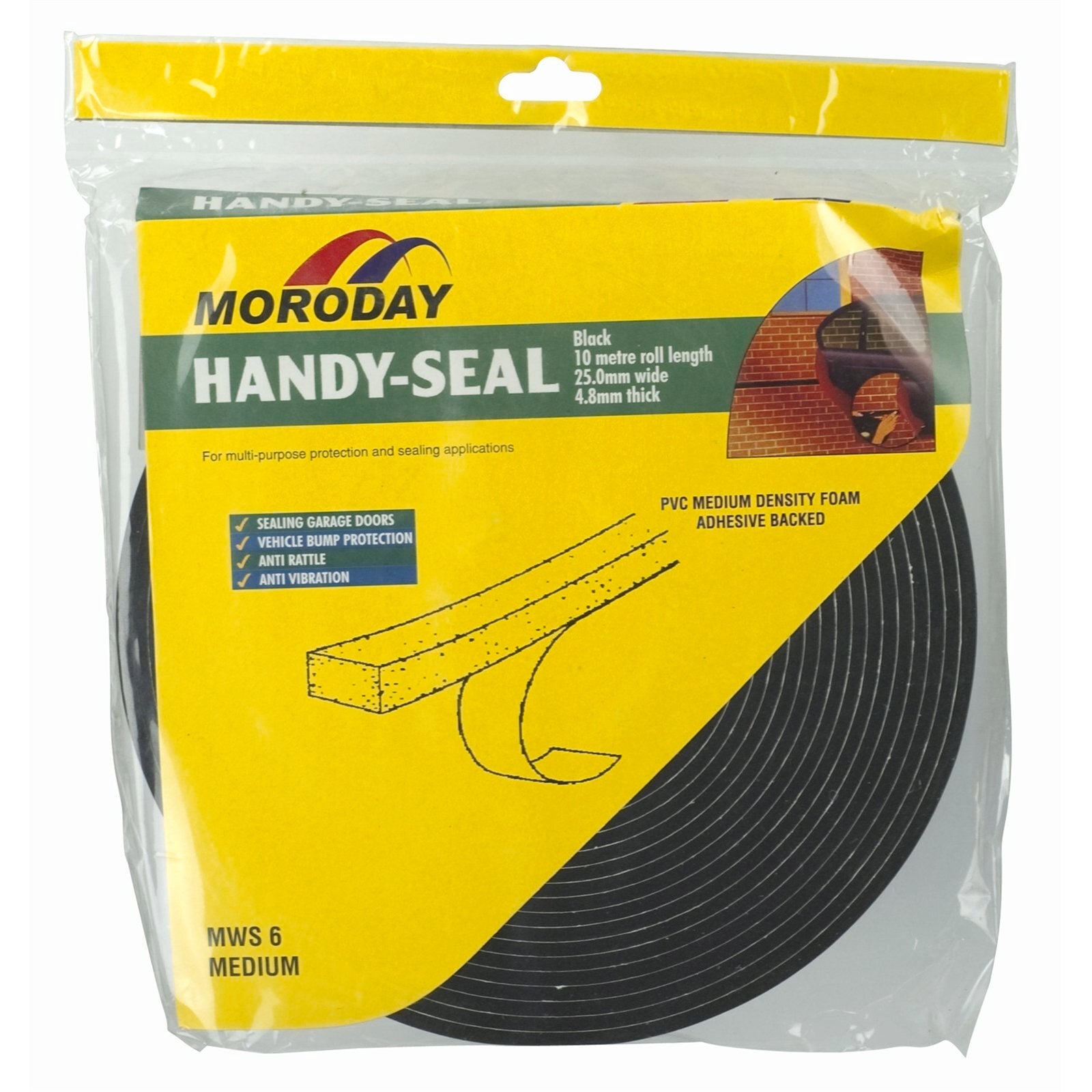 Moroday 4.8 x 25mm x 10m Medium Handy Weatherseal Closed Cell PVC Foam