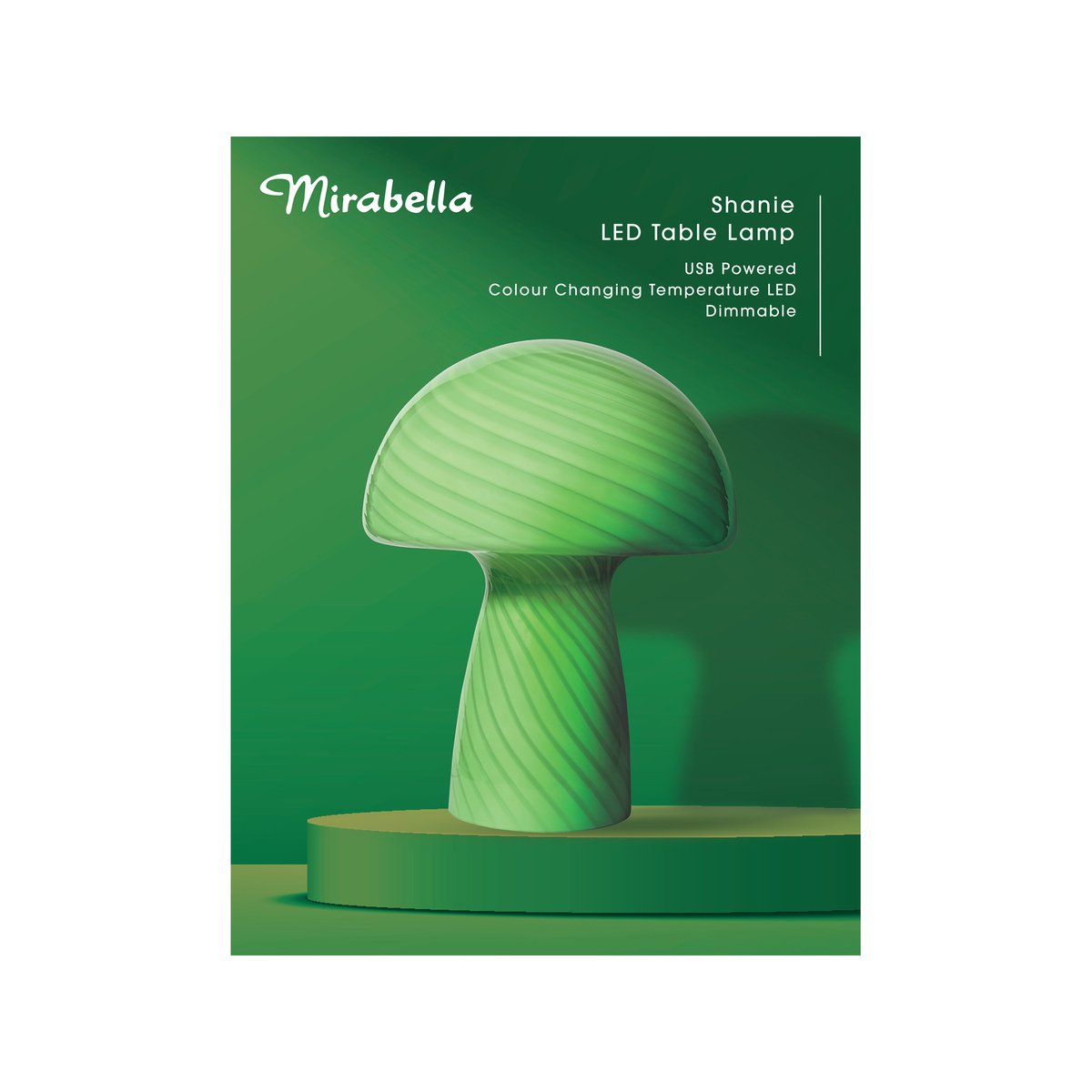 Mirabella Green Shanie Colour Changing LED Table Lamp, Glass Finish I005234