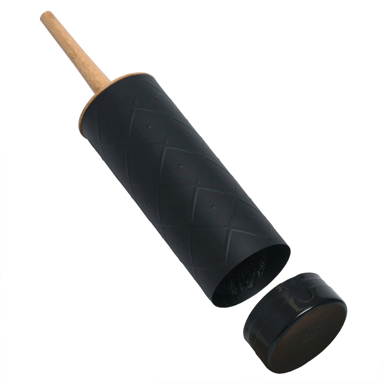 Sabco Black Pressed Metal Toilet Set Bamboo Handle