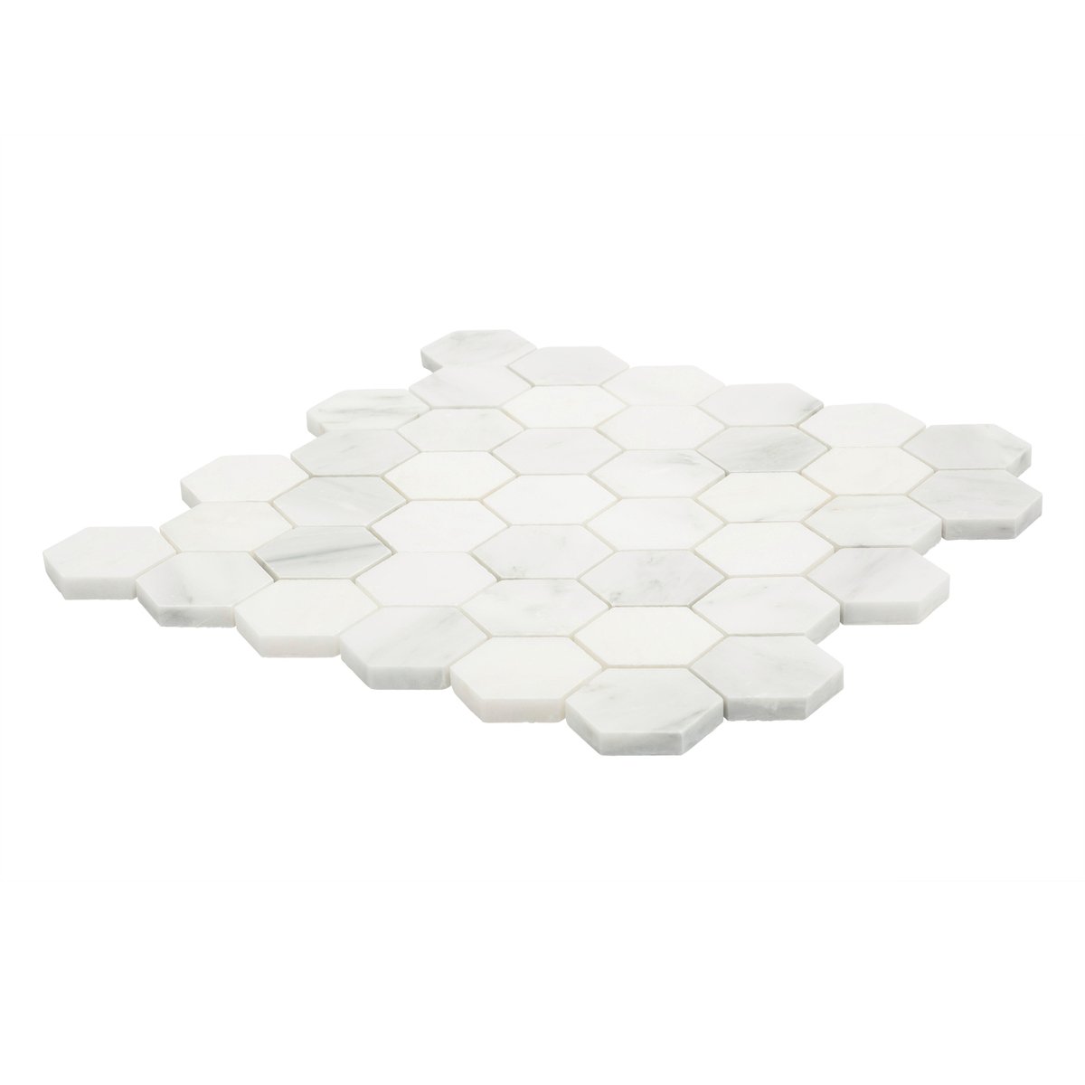 Decor8 Florentine White Marble Hexagonal Mosaic Tile 300 x 300 x 10mm, Semi-Gloss