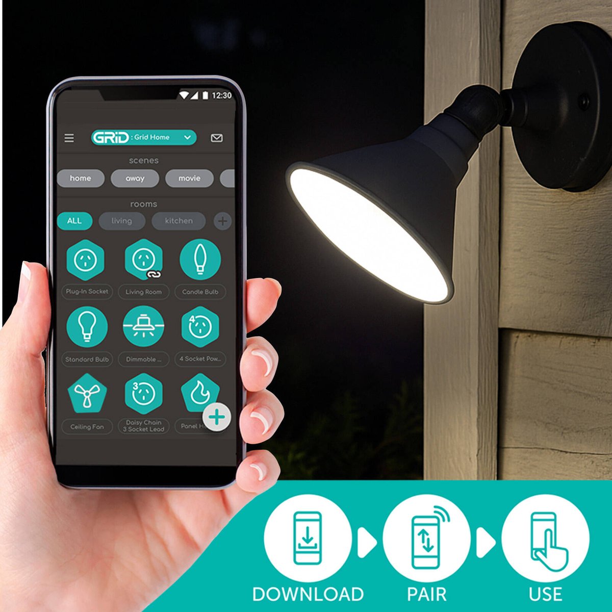 Arlec PAR38 E27 LED 1350lm 15W Grid Connect Smart RGB CCT Globe GLD303HA