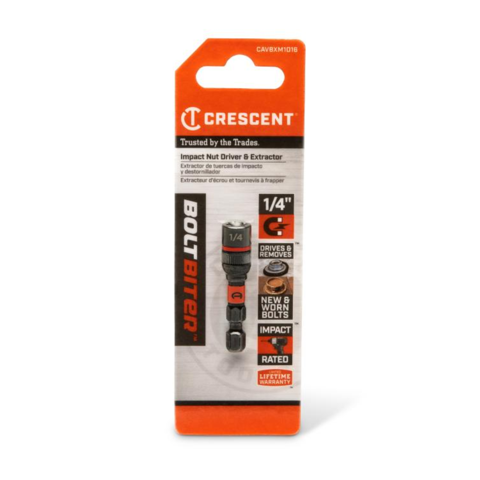 Crescent Bolt Biter Impact Nut Driver & Extractor 1/4" x 1-7/8" Cr-Mo Bi-Directional