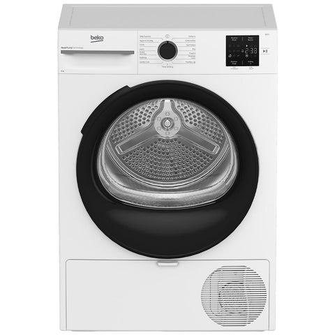 Beko 8kg sensor controlled heat pump dryer - 8 star energy rating, hygienic drying, 15 programs - BDPB8010W