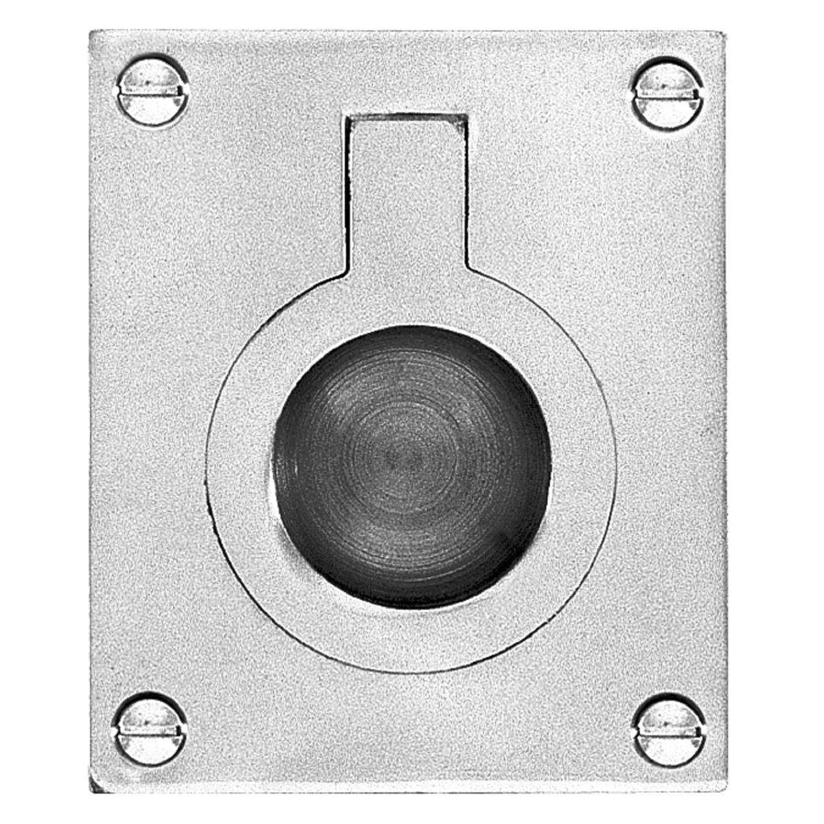 Delf 52 x 64mm Satin Chrome Solid Brass Flush Ring Pull for Cabinets & Doors