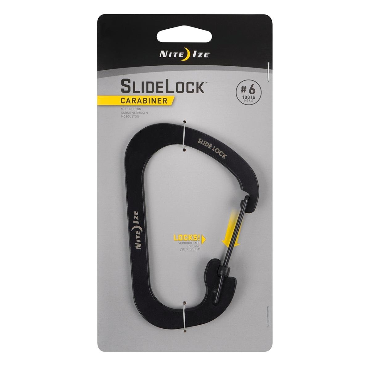 Nite Ize Size #6 Black Steel SlideLock Carabiner