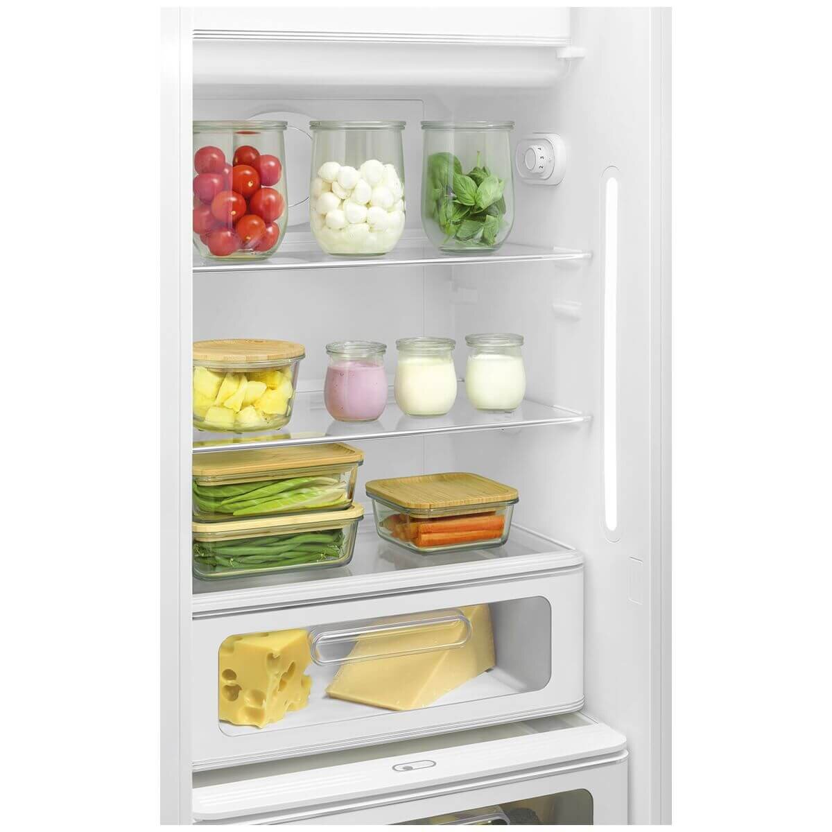 Smeg 50s Retro Style Fridge 270L - Panna Cream Finish, 6 Star Energy, Life Plus 0°C Drawer - FAB28RCR6AU