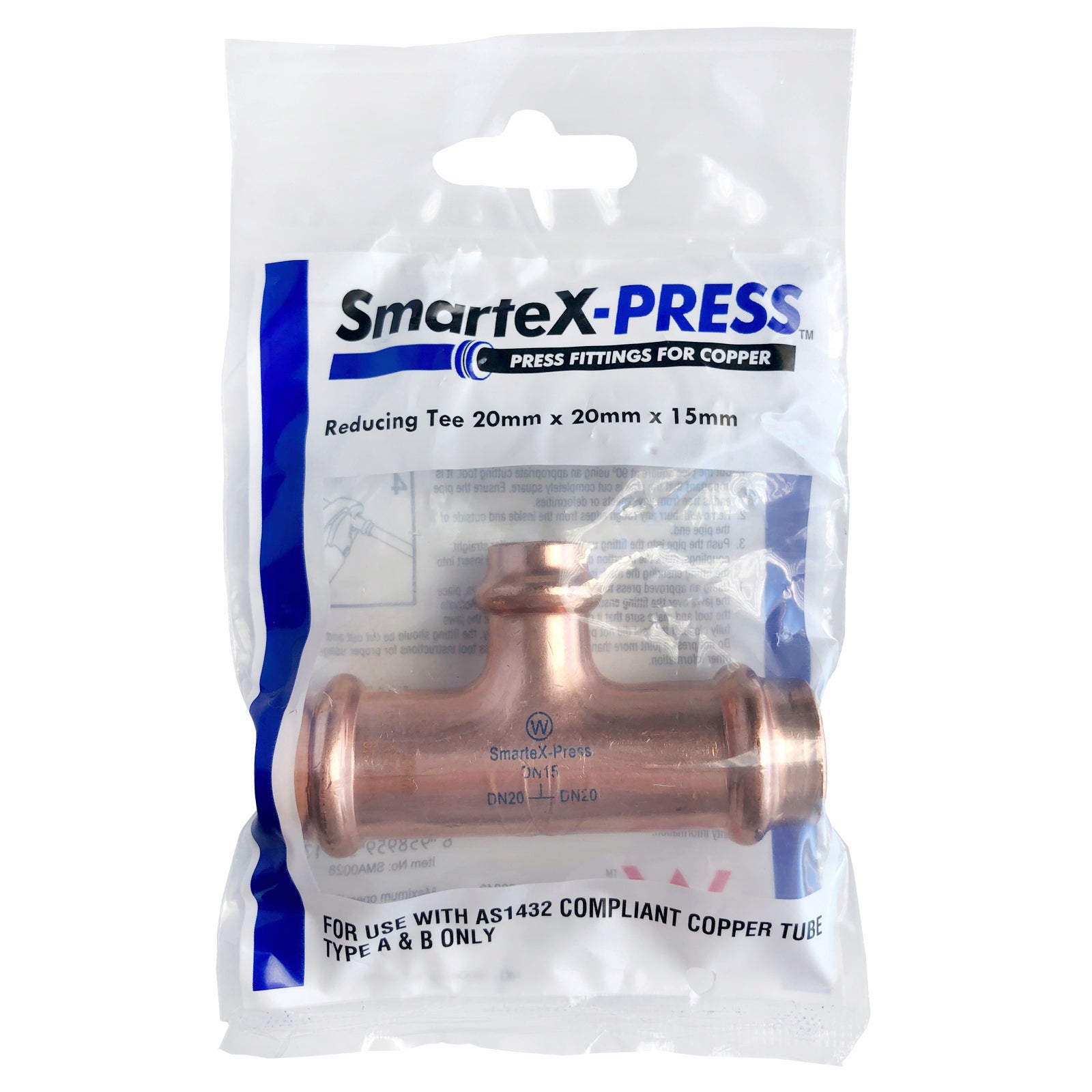 SmarteX-PRESS 20 x 20 x 15mm Copper Reducing Tee